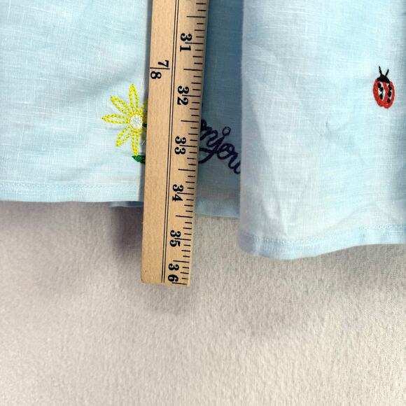 FANM MON X CLARE V Didom Maxi Skirt Womens XS Blue Embroidered Linen Ruffled - Picture 14 of 14